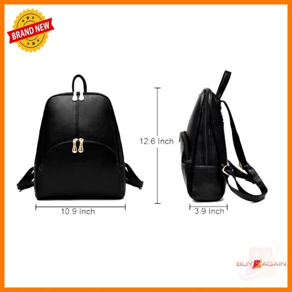 PU Leather Backpack Purse Adjustable Strap Zipper Closure Casual Shoulder Bag main image 4